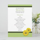 Yellow Gerbera Daisy Polka Dot Wedding Program Programmakaart (Staand voorkant)
