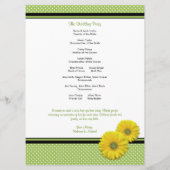 Yellow Gerbera Daisy Polka Dot Wedding Program Programmakaart (Achterkant)