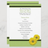 Yellow Gerbera Daisy Polka Dot Wedding Program Programmakaart (Voorkant / Achterkant)