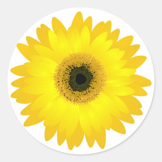 Yellow Gerbera Daisy Ronde Sticker (Voorkant)