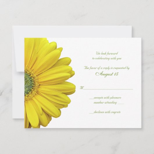Yellow Gerbera Daisy Wedding Reply Kaart (Voorkant)
