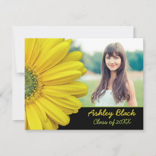 Yellow Gerbera Flower Photo Afstuderen Invitation Kaart