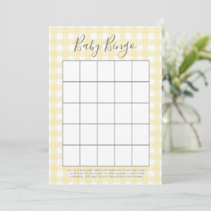 Yellow Gingham Baby shower Bingo Kaarten