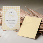 Yellow Gingham Baby Shower Invitation Kaart