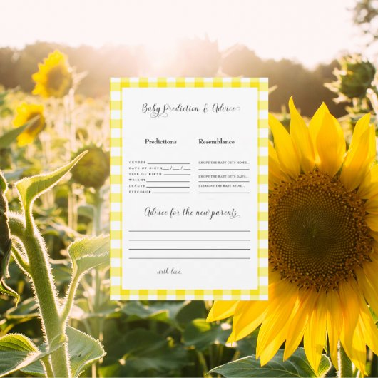 Yellow Gingham Baby voorspellingen II uitnodiging