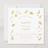 Yellow Gingham Banana Birthday Party Invitation Kaart (Voorkant)