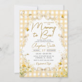Yellow Gingham Bee Baby Shower Invitation Kaart (Voorkant)
