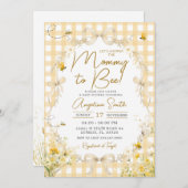 Yellow Gingham Bee Baby Shower Invitation Kaart (Voorkant / Achterkant)