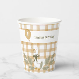 Yellow Gingham Boerderij Gekke Goose Balloon Papieren Bekers