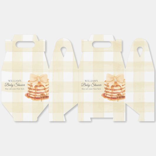 Yellow Gingham Bow Pannenkoek Brunch Baby shower Bedankdoosjes (Ongevouwen)