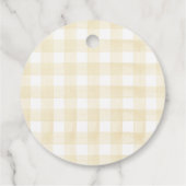 Yellow Gingham Bow Pannenkoek Brunch Baby shower Bedankjes Labels (Achterkant)