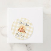 Yellow Gingham Bow Pannenkoek Brunch Baby shower Bedankjes Labels (In situ)