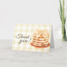 Yellow Gingham Bow Pannenkoek Brunch Baby shower Bedankkaart