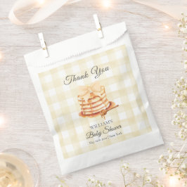 Yellow Gingham Bow Pannenkoek Brunch Baby shower Bedankzakje