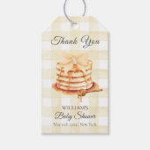 Yellow Gingham Bow Pannenkoek Brunch Baby shower Cadeaulabel (Voorkant)