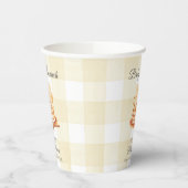 Yellow Gingham Bow Pannenkoek Brunch Baby shower Papieren Bekers (Links)