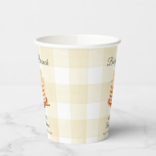 Yellow Gingham Bow Pannenkoek Brunch Baby shower Papieren Bekers (Links)