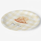 Yellow Gingham Bow Pannenkoek Brunch Baby shower Papieren Bordje (Gekanteld)