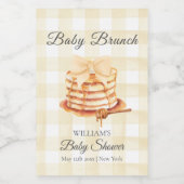 Yellow Gingham Bow Pannenkoek Brunch Baby shower Wijn Etiket (Enkel label)