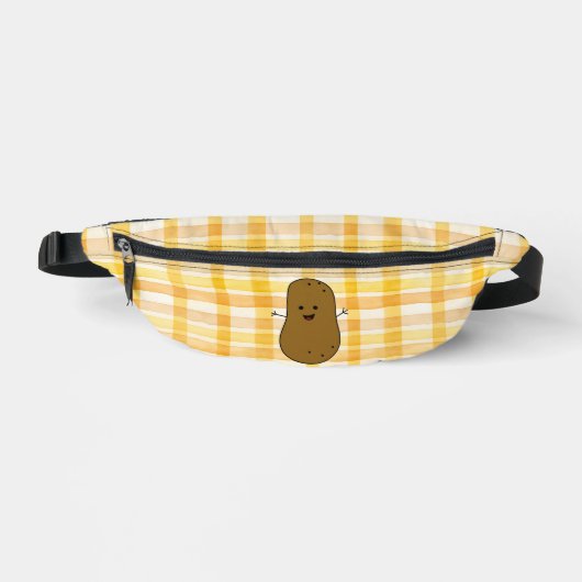 Yellow Gingham Brown Potato Heuptasje (Voorkant)