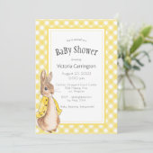 Yellow Gingham Bunny Rabbit Baby shower Kaart (Staand voorkant)