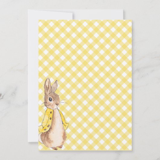 Yellow Gingham Bunny Rabbit Baby shower Kaart (Achterkant)