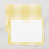 Yellow Gingham check Baby Flat Dank u Bedankkaart (Voorkant / Achterkant)