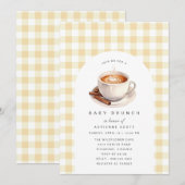 Yellow Gingham | Coffee Baby shower Brunch Kaart (Voorkant / Achterkant)