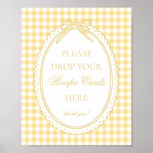Yellow Gingham Coquette Bow Share a Recipe Poster (Voorkant)