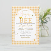 Yellow Gingham Daisy Bee Mama naar Bee Baby shower Kaart (Staand voorkant)