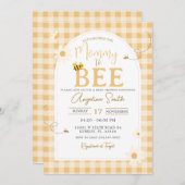 Yellow Gingham Daisy Bee Mama naar Bee Baby shower Kaart (Voorkant / Achterkant)