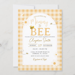 Yellow Gingham Daisy Bee Mama naar Bee Baby shower Kaart