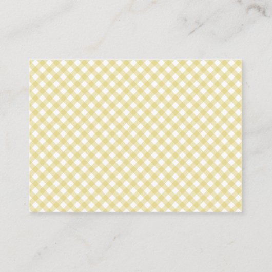 Yellow gingham eenvoudige schattige boeken voor ba informatiekaartje (Achterkant)
