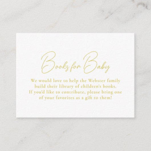 Yellow gingham eenvoudige schattige boeken voor ba informatiekaartje (Voorkant)