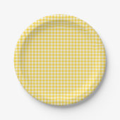 Yellow Gingham Eerste Verjaardag Papier Borden Papieren Bordje (Voorkant)