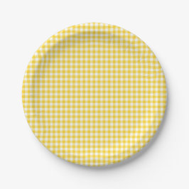 Yellow Gingham Eerste Verjaardag Papier Borden Papieren Bordje
