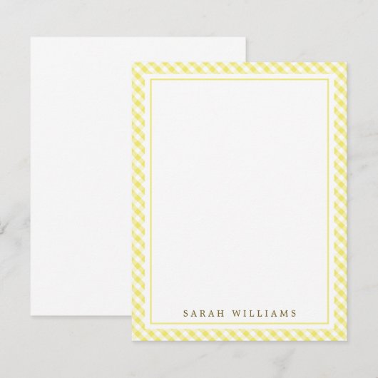 Yellow Gingham Flat Dank u opmerkingen Kaart (Voorkant / Achterkant)