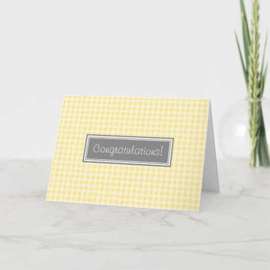Yellow Gingham Gefeliciteerd met je verwachting Kaart (Voorkant)