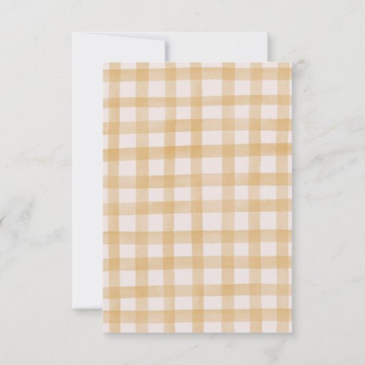 Yellow Gingham Gekke Goose met Ballonverjaardag Bedankkaart (Achterkant)