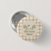 Yellow Gingham Gekke Goose Verjaardagsfeest Ronde Button 3,2 Cm (Voorkant /achterkant)