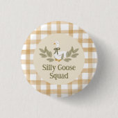Yellow Gingham Gekke Goose Verjaardagsfeest Ronde Button 3,2 Cm (Voorkant)