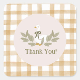 Yellow Gingham Gekke Goose Verjaardagsfeest Ronde Sticker