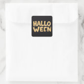 Yellow Gingham Halloween Cat Vierkante Sticker (Tas)