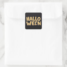 Yellow Gingham Halloween Cat Vierkante Sticker