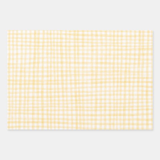 Yellow Gingham Handgemaakte Patroon Schattigee CUS Inpakpapier Vel (Voorkant 2)