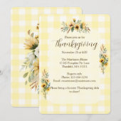 Yellow Gingham Herfst Zonnebloemen Thanksgiving Kaart (Voorkant / Achterkant)