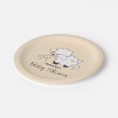 Yellow Gingham Lamb Baby shower Papieren Bordje (Gekanteld)