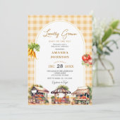 Yellow Gingham lokaal geteelde groenten Baby showe Kaart (Staand voorkant)
