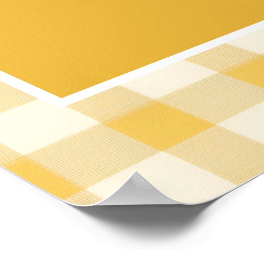 Yellow Gingham Monogram Crest Wedding Welkom Poster (Hoek)