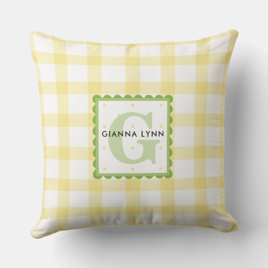 Yellow Gingham  monogram Kussen (Achterkant)